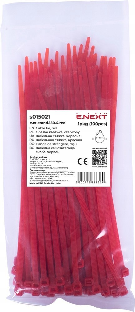 E.NEXT e.ct.stand.150.4.red - Opaska zaciskowa czerwona 4mm x 150mm (100szt.)