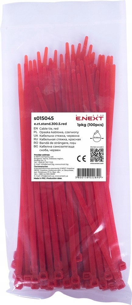 E.NEXT e.ct.stand.300.5.red - Opaska zaciskowa czerwona, 5mm x 300mm (100szt) TRYTYTKI