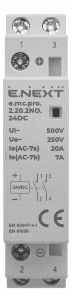 Stycznik modułowy e.mc.pro 20A 2P 2NO cewka 24V DC