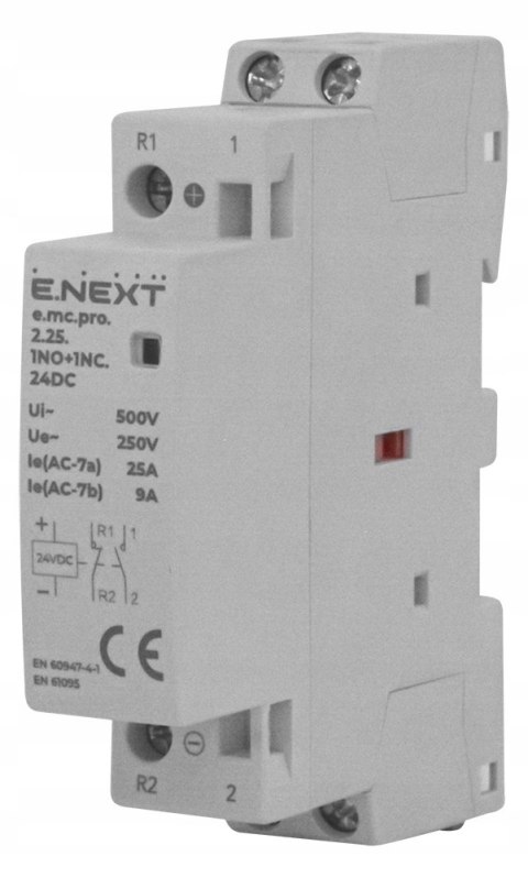 Stycznik modułowy e.mc.pro 25A 2P 1NO+1NC cewka 24V DC