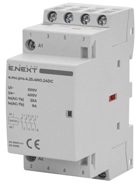 E.NEXT e.mc.pro.4.25.4NO.24DC - Stycznik modułowy e.mc.pro 25A 4P 4NO cewka 24V DC