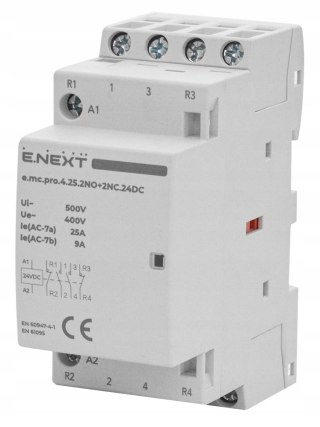 E.NEXT e.mc.pro.4.25.2NO+2NC.24DC - Stycznik modułowy e.mc.pro 25A 4p 2NO+2NC cewka 24V DC