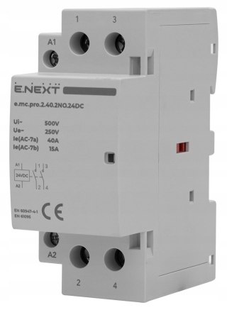 E.NEXT e.mc.pro.2.40.2NO.24DC - Stycznik modułowy e.mc.pro 40A 2P 2NO cewka 24V DC