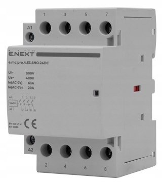 E.NEXT e.mc.pro.4.63.4NO.24DC - Stycznik modułowy e.mc.pro 63A 4P 4NO cewka 24V DC