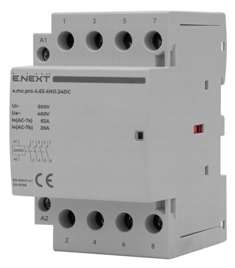 E.NEXT e.mc.pro.4.63.4NO.24DC - Stycznik modułowy e.mc.pro 63A 4P 4NO cewka 24V DC