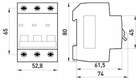 Wyłącznik nadprądowy PRO. C10 10A 3P wejście na szynę widełkową