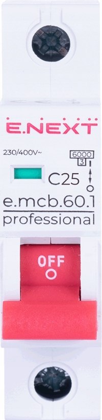 E.NEXT e.mcb.pro.60.1.C.25 - Wyłącznik nadprądowy PRO. C25 25A 1P wejście na szynę widełkową